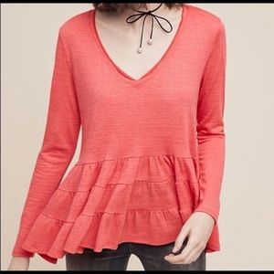 Anthropologie deletta thea ruffle peplum top XL